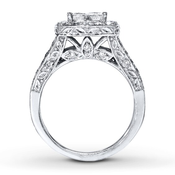 Thumbnail Image 2 of Previously Owned Diamond Bridal Set 2 ct tw Princess & Round-cut 14K White Gold Size 12