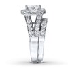 Thumbnail Image 3 of Previously Owned Diamond Bridal Set 2 ct tw Princess & Round-cut 14K White Gold - Size 12