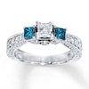 Thumbnail Image 1 of Previously Owned Blue Diamond Engagement Ring 1 ct tw Princess & Round-cut 14K White Gold - Size 8