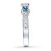 Thumbnail Image 3 of Previously Owned Blue Diamond Engagement Ring 1 ct tw Princess & Round-cut 14K White Gold - Size 8