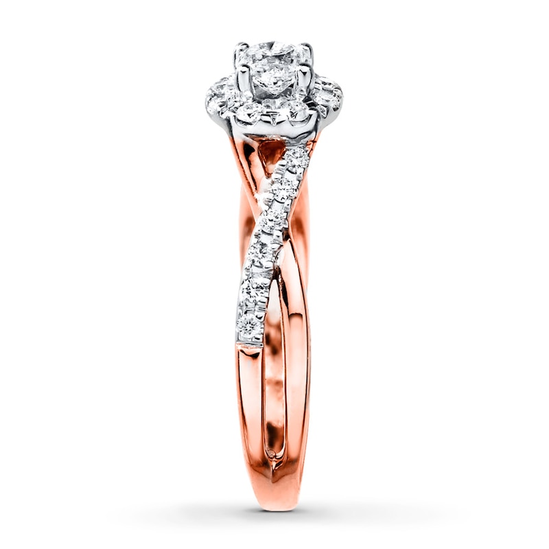 Main Image 3 of Previously Owned Diamond Engagement Ring 1/2 ct tw Round-cut 10K Rose Gold - Size 11.75