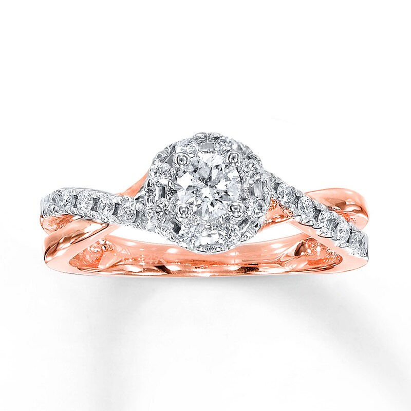 Main Image 1 of Previously Owned Diamond Engagement Ring 1/2 ct tw Round-cut 10K Rose Gold - Size 4