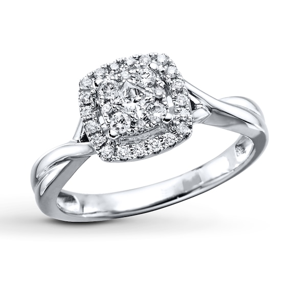 Previously Owned Diamond Engagement Ring 1/3 ct tw Round-cut 10K White Gold Size 9