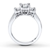 Thumbnail Image 1 of Previously Owned Three-Stone Ring 1 ct tw Princess & Round-cut Diamonds 14K White Gold - Size 2.5