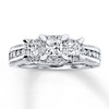 Thumbnail Image 1 of Previously Owned Three-Stone Ring 1 ct tw Princess & Round-cut Diamonds 14K White Gold - Size 4.25