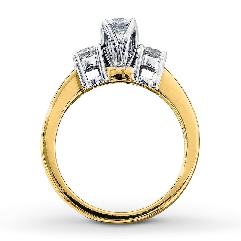 Main Image 2 of Previously Owned Three-Stone Diamond Engagement Ring 1 ct tw Round-cut 14K Yellow Gold Size 10.25