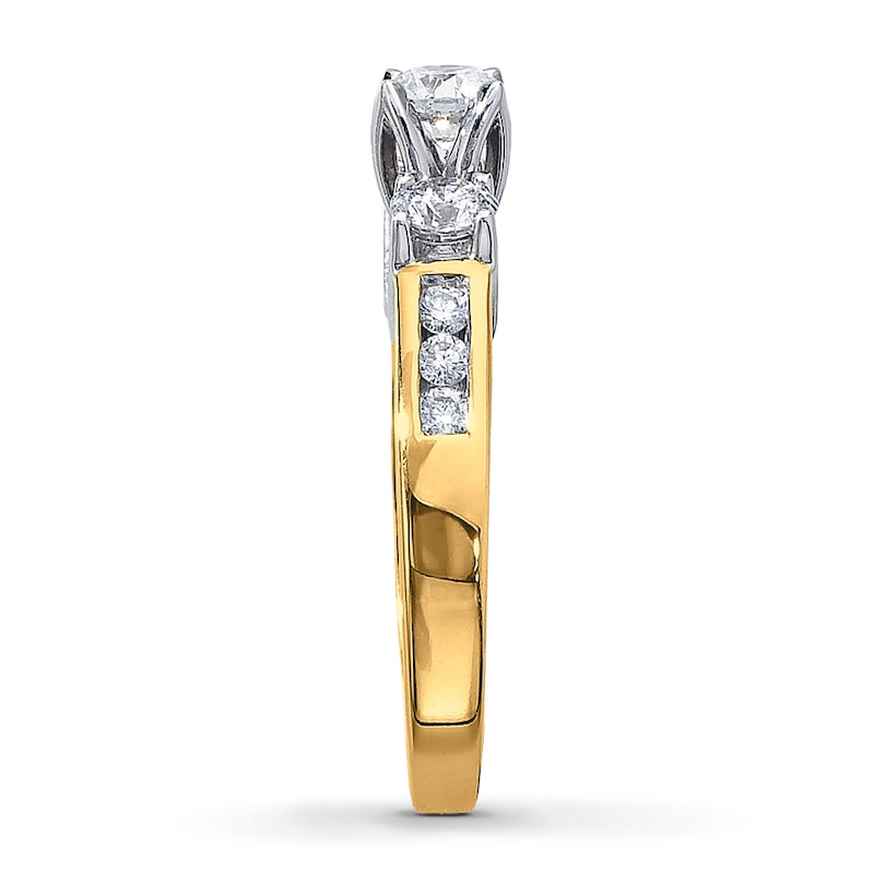 Main Image 3 of Previously Owned Three-Stone Diamond Engagement Ring 1 ct tw Round-cut 14K Yellow Gold Size 10.25