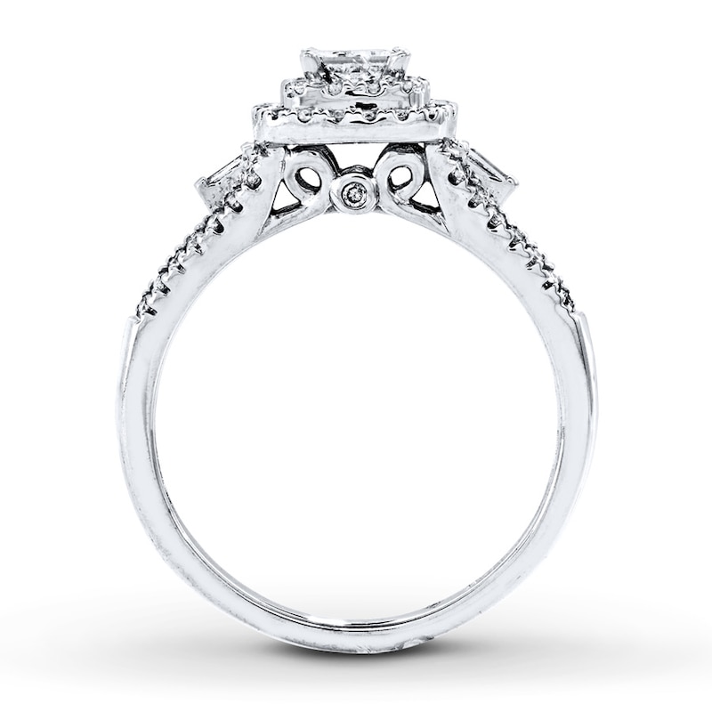Main Image 2 of Previously Owned Engagement Ring 5/8 ct tw Princess & Round-cut Diamonds 10K White Gold Size 4