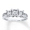Thumbnail Image 1 of Previously Owned Diamond 3-Stone Ring 1 ct tw Princess & Round-cut 14K White Gold - Size 4.5
