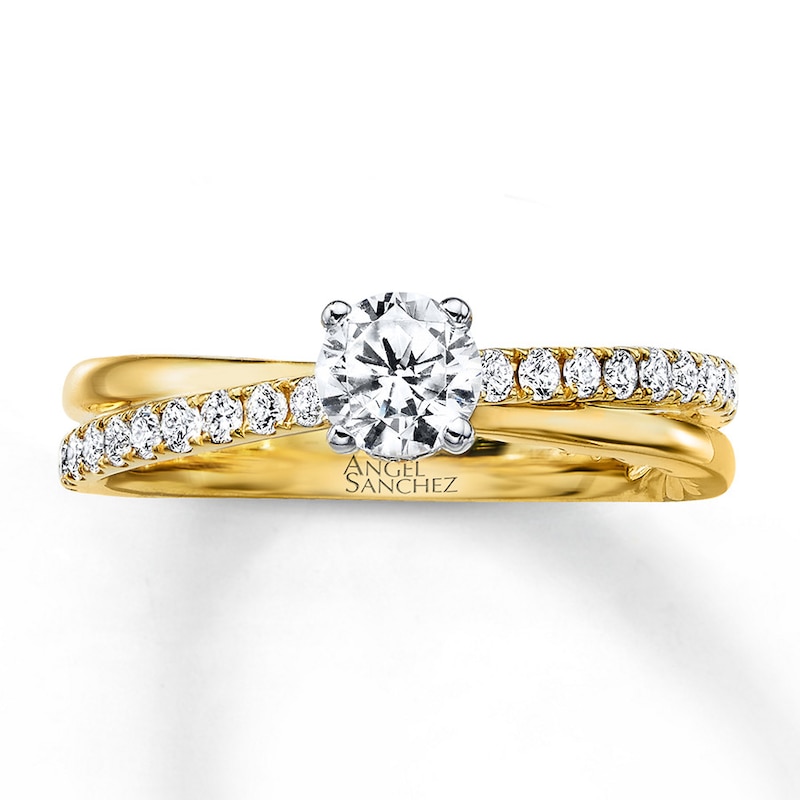 Main Image 1 of Previously Owned Angel Sanchez Ring 1 ct tw Round-cut Diamonds 14K Two-Tone Gold - Size 8.25