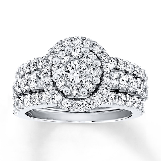 Previously Owned Diamond Bridal Set 2 ct tw Round-cut 14K White Gold Size 10