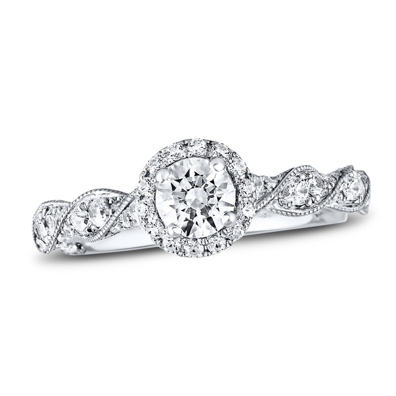 Main Image 1 of Previously Owned Diamond Engagement Ring 1 ct tw Round-cut 14K White Gold - Size 10