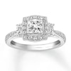 Thumbnail Image 1 of Previously Owned Diamond Engagement Ring 7/8 ct tw Princess & Round-cut 14K White Gold - Size 9.5