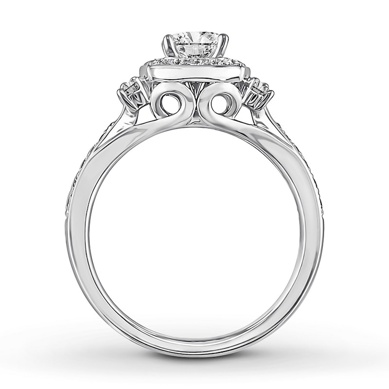 Main Image 2 of Previously Owned Diamond Engagement Ring 7/8 ct tw Princess & Round-cut 14K White Gold - Size 9.5
