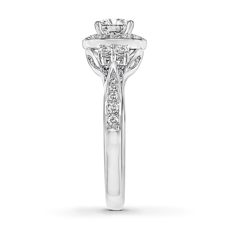 Main Image 3 of Previously Owned Diamond Engagement Ring 7/8 ct tw Princess & Round-cut 14K White Gold - Size 9.5