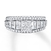Thumbnail Image 1 of Previously Owned Diamond Engagement Ring 1-1/2 ct tw Princess & Round-cut 14K White Gold - Size 10
