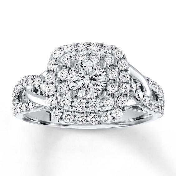 Previously Owned Leo Diamond Engagement Ring 1 ct tw Round-cut 14K White Gold Size 4