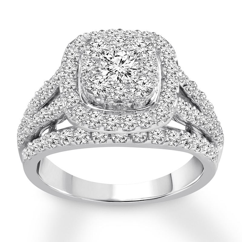 Main Image 1 of Previously Owned Diamond Engagement Ring 2 ct tw Round-cut 14K White Gold - Size 11