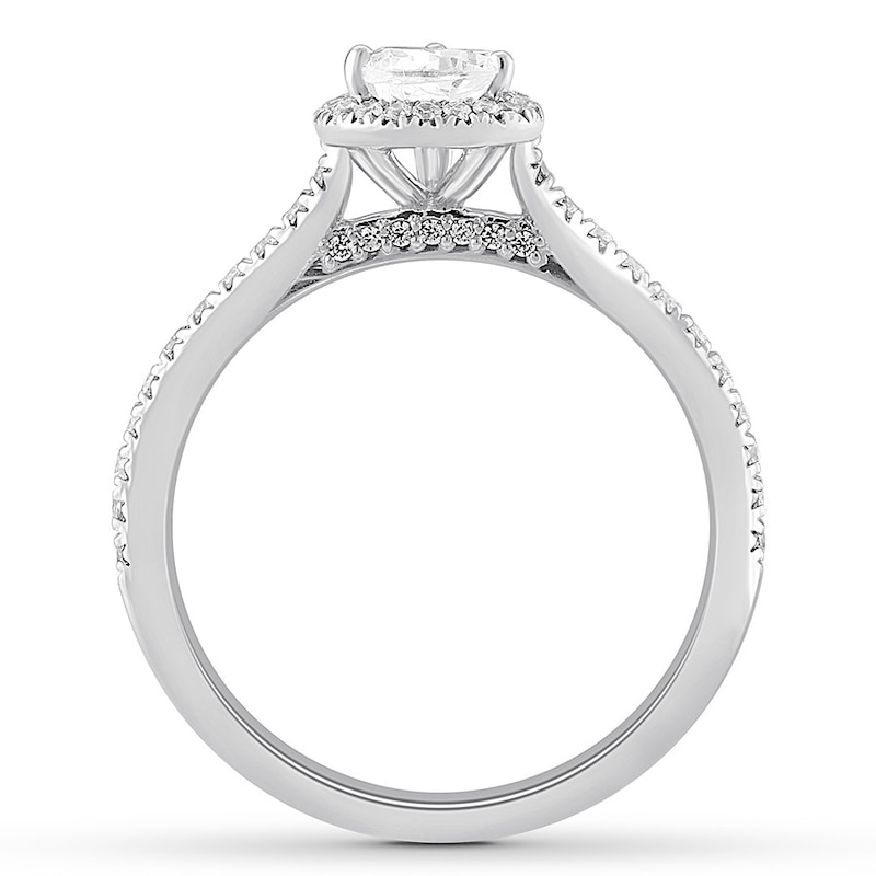 Main Image 2 of Previously Owned Diamond Engagement Ring 7/8 ct tw Pear & Round-cut 14K White Gold - Size 3.5