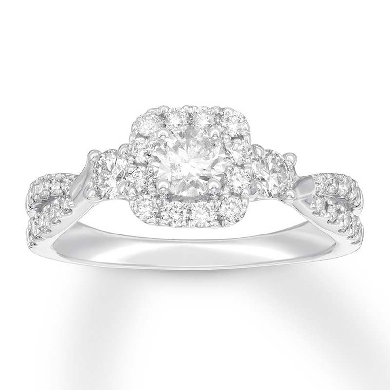 Main Image 1 of Previously Owned Diamond Engagement Ring 7/8 ct tw Round-cut 14K White Gold Size 5.5