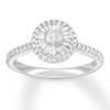 Thumbnail Image 1 of Previously Owned Diamond Engagement Ring 1/2 ct tw Round & Baguette 14K White Gold Size 9.75