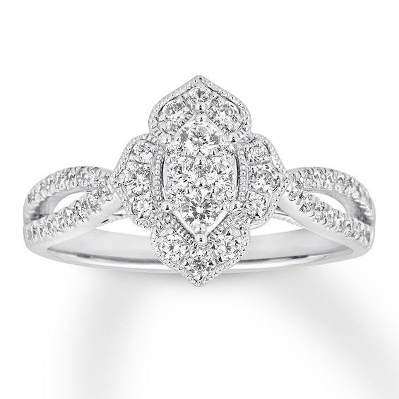 Previously Owned Diamond Engagement Ring 1/2 ct tw Round-cut 14K White Gold Size 9