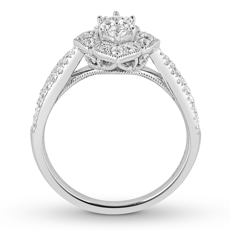 Main Image 2 of Previously Owned Diamond Engagement Ring 1/2 ct tw Round-cut 14K White Gold Size 9