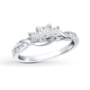 Thumbnail Image 1 of Previously Owned Diamond 3-Stone Engagement Ring 1/2 ct tw Princess & Round-cut 14K White Gold - Size 8.25