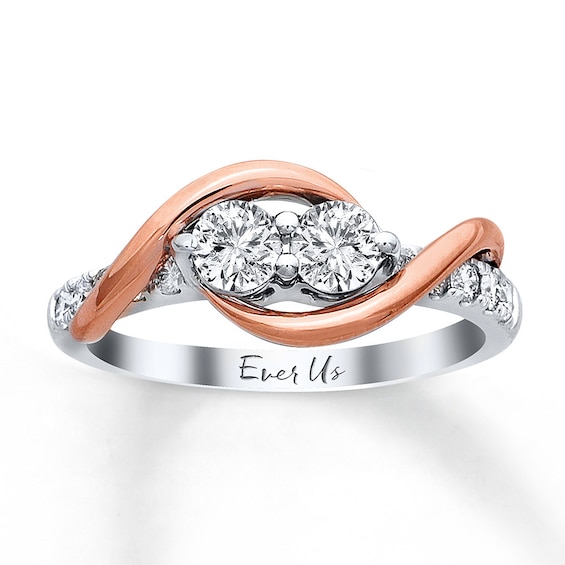 Previously Owned Ever Us Diamond Ring 3/4 ct tw Round-cut 14K Two-Tone Gold