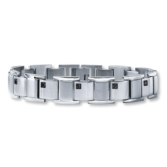 Previously Owned Men's Black Diamond Bracelet 3/8 ct tw Stainless Steel