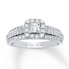 Thumbnail Image 1 of Previously Owned Neil Lane Engagement Ring 1 ct tw Princess & Round-cut Diamonds 14K White Gold