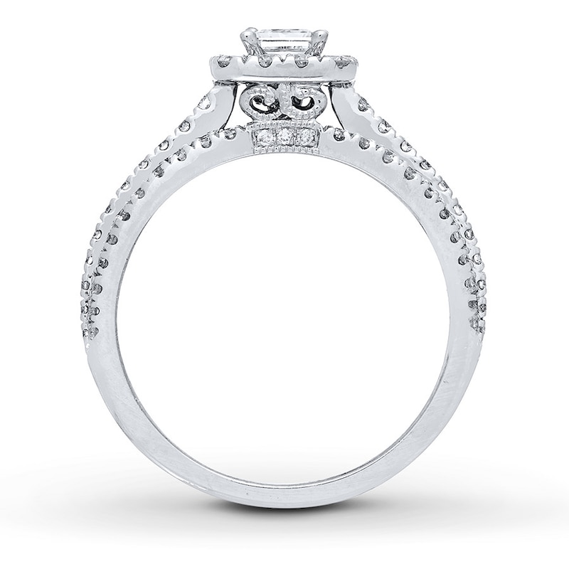 Main Image 2 of Previously Owned Neil Lane Engagement Ring 1 ct tw Princess & Round-cut Diamonds 14K White Gold