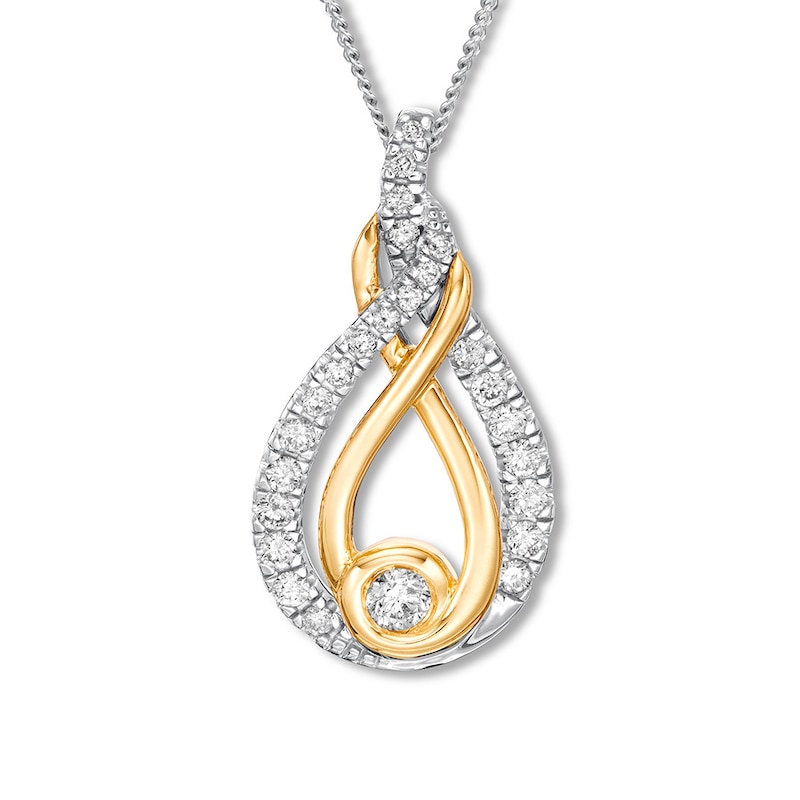Previously Owned Interwoven Diamond Necklace 1/6 ct tw Sterling Silver & 10K Yellow Gold 19"
