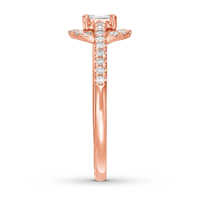 Main Image 2 of Previously Owned Ever Us Diamond Ring 1/3 ct tw Baguette & Round 10K Rose Gold