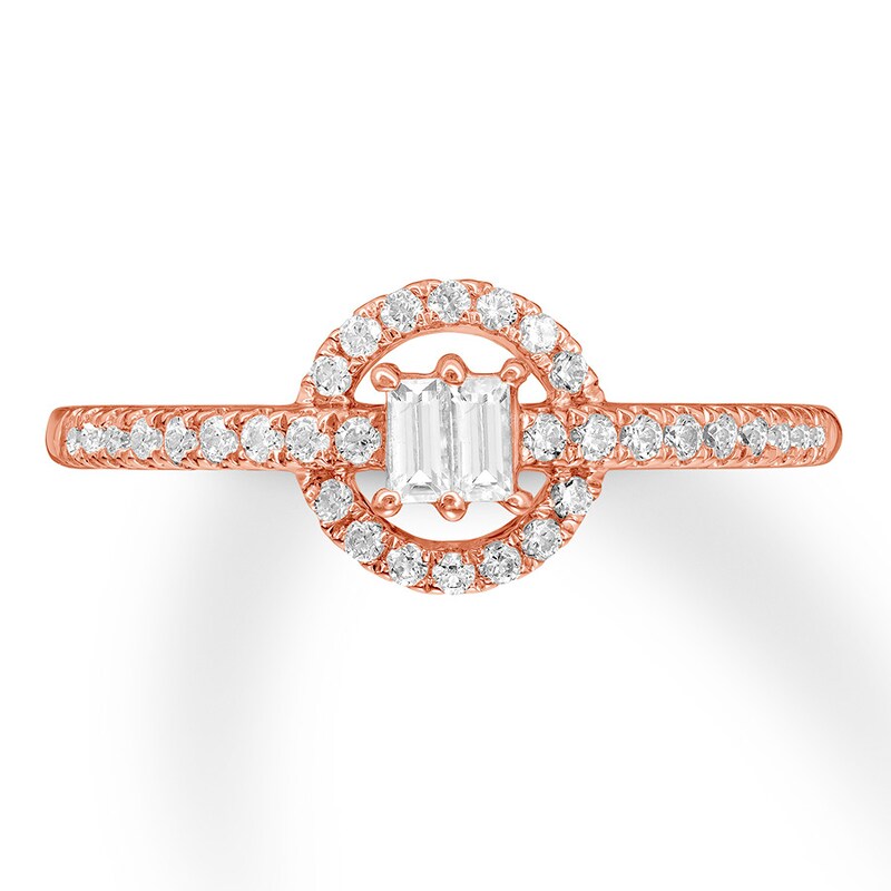 Main Image 3 of Previously Owned Ever Us Diamond Ring 1/3 ct tw Baguette & Round 10K Rose Gold