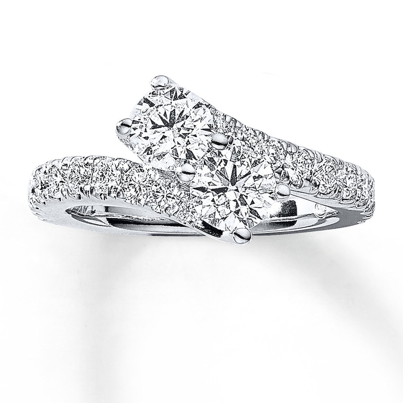 Main Image 1 of Previously Owned Ever Us Two-Stone Diamond Anniversary Ring 2 ct tw Round-cut 14K White Gold