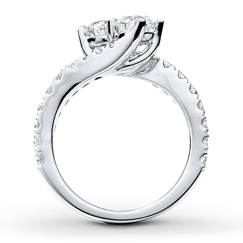 Main Image 2 of Previously Owned Ever Us Two-Stone Diamond Anniversary Ring 2 ct tw Round-cut 14K White Gold