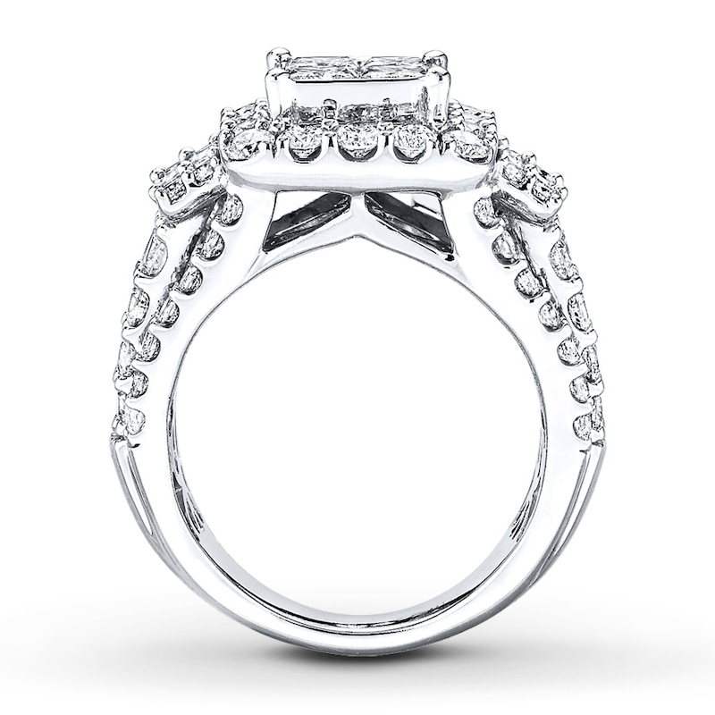 Previously Owned Diamond Ring 3-1/2 ct tw Princess/Round/Baguette 14K White Gold