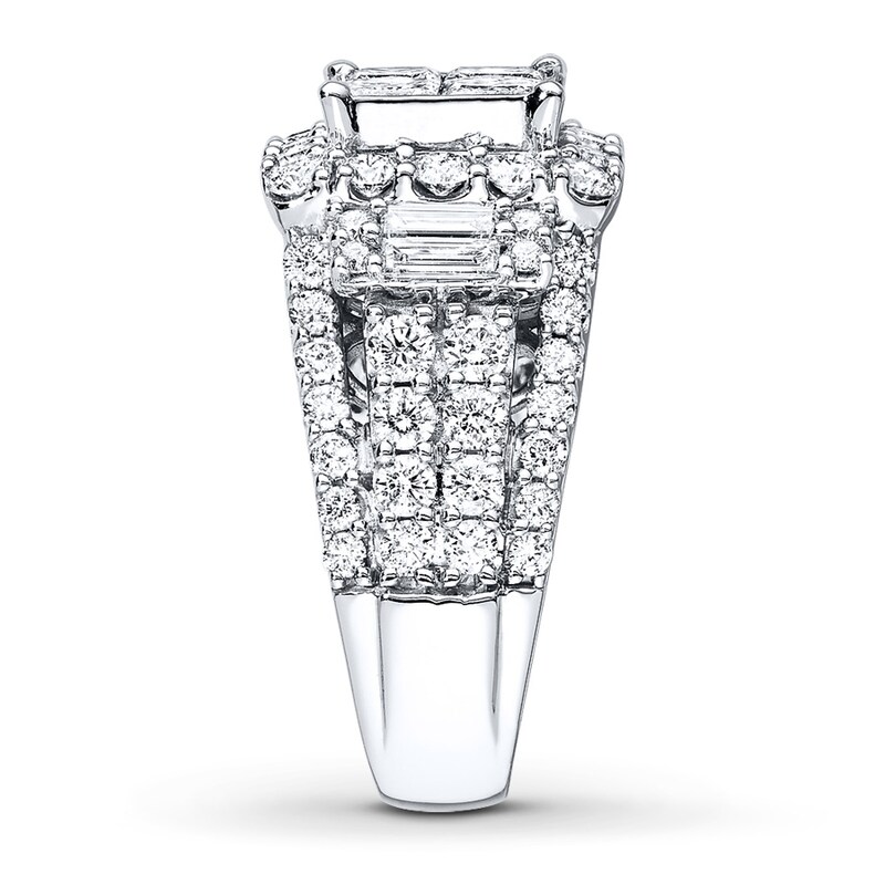 Previously Owned Diamond Ring 3-1/2 ct tw Princess/Round/Baguette 14K White Gold