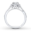 Thumbnail Image 1 of Previously Owned Engagement Ring 3/4 ct tw Round & Baguette-cut Diamonds 14K White Gold