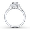 Thumbnail Image 2 of Previously Owned Engagement Ring 3/4 ct tw Round & Baguette-cut Diamonds 14K White Gold