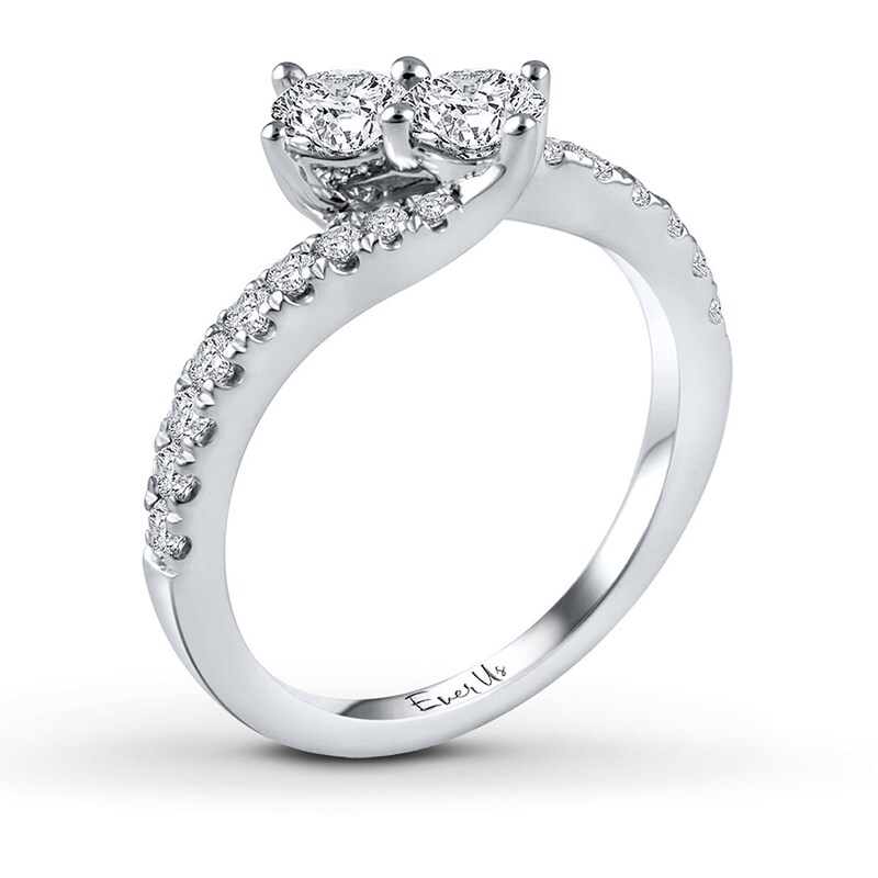 Previously Owned Ever Us Two-Stone Anniversary Ring 1 ct tw Round-cut Diamonds 14K White Gold