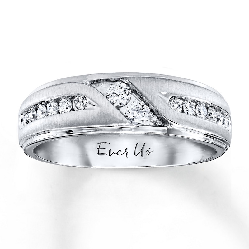 Main Image 1 of Previously Owned Ever Us Men's Two-Stone Diamond Wedding Band 1/2 ct tw 14K White Gold