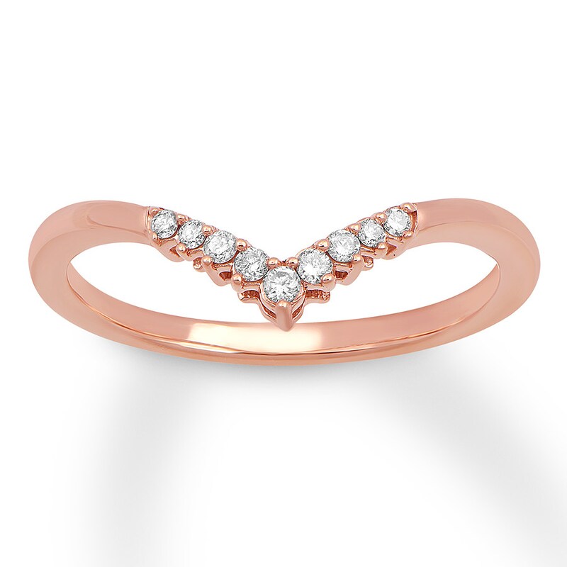 Main Image 1 of Previously Owned Diamond Chevron Ring 1/10 ct tw Round-cut 10K Rose Gold