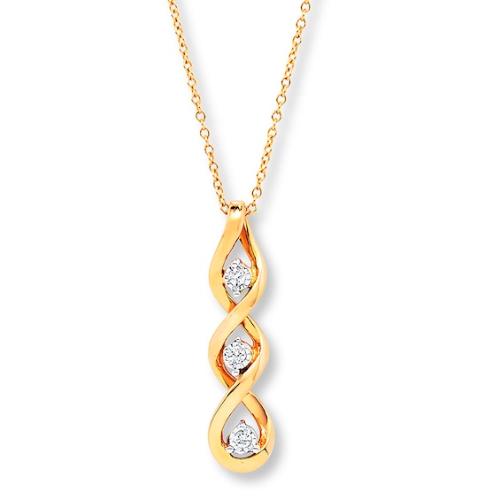 Previously Owned Diamond Necklace 1/10 ct tw Round-cut 10K Yellow Gold