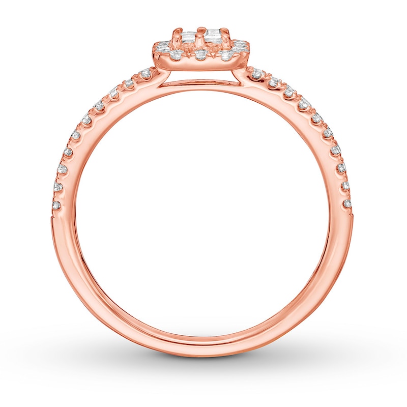 Main Image 2 of Previously Owned Ever Us Diamond Ring 3/8 ct tw Baguette & Round 10K Rose Gold
