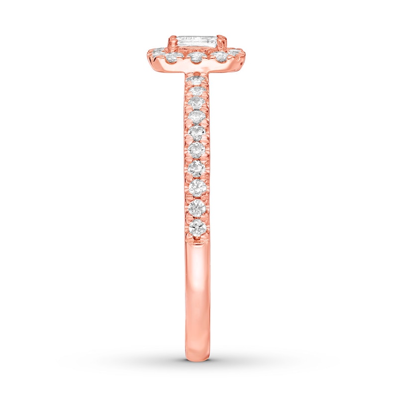 Main Image 3 of Previously Owned Ever Us Diamond Ring 3/8 ct tw Baguette & Round 10K Rose Gold