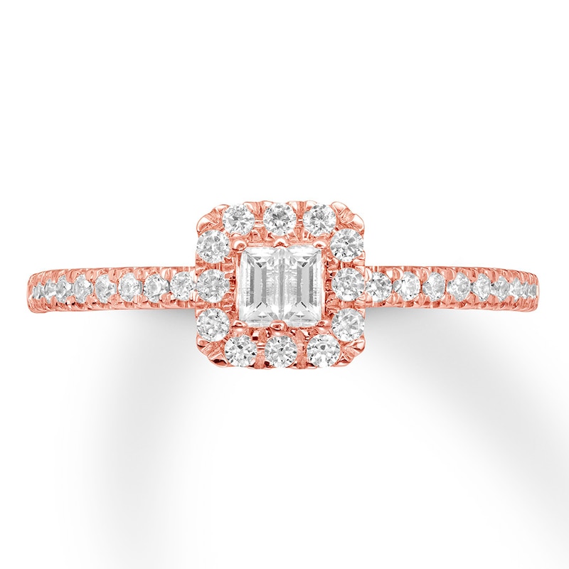 Main Image 4 of Previously Owned Ever Us Diamond Ring 3/8 ct tw Baguette & Round 10K Rose Gold