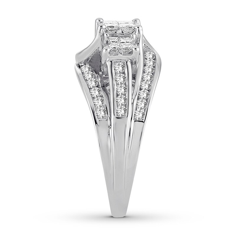 Main Image 3 of Previously Owned Diamond Engagement Ring 1 ct tw Princess & Round-cut 10K White Gold