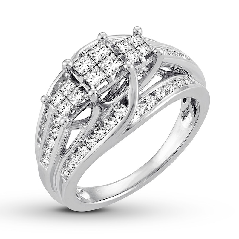 Main Image 4 of Previously Owned Diamond Engagement Ring 1 ct tw Princess & Round-cut 10K White Gold